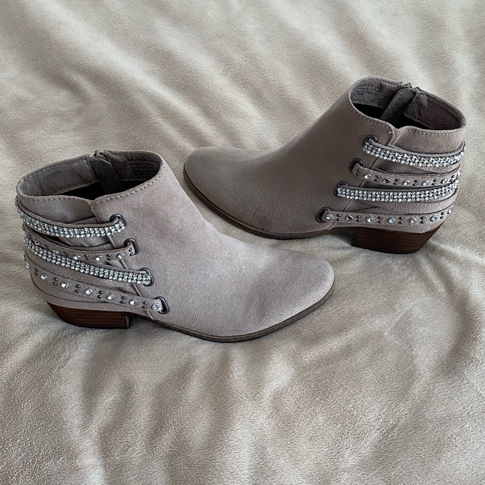 Not Rated Ankle Boot Taupe w/Crystal Embellishments